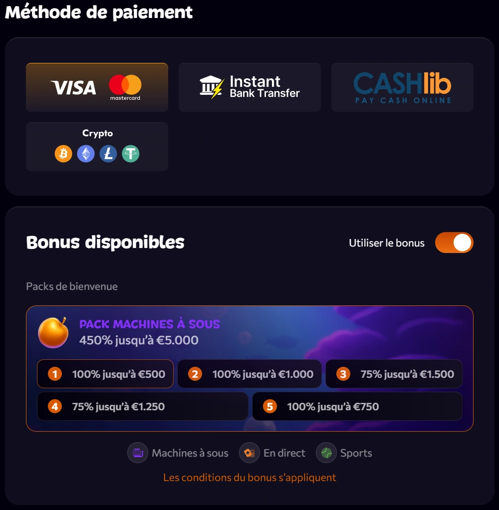Options de Dépôts et Retraits chez Aphrodite Casino