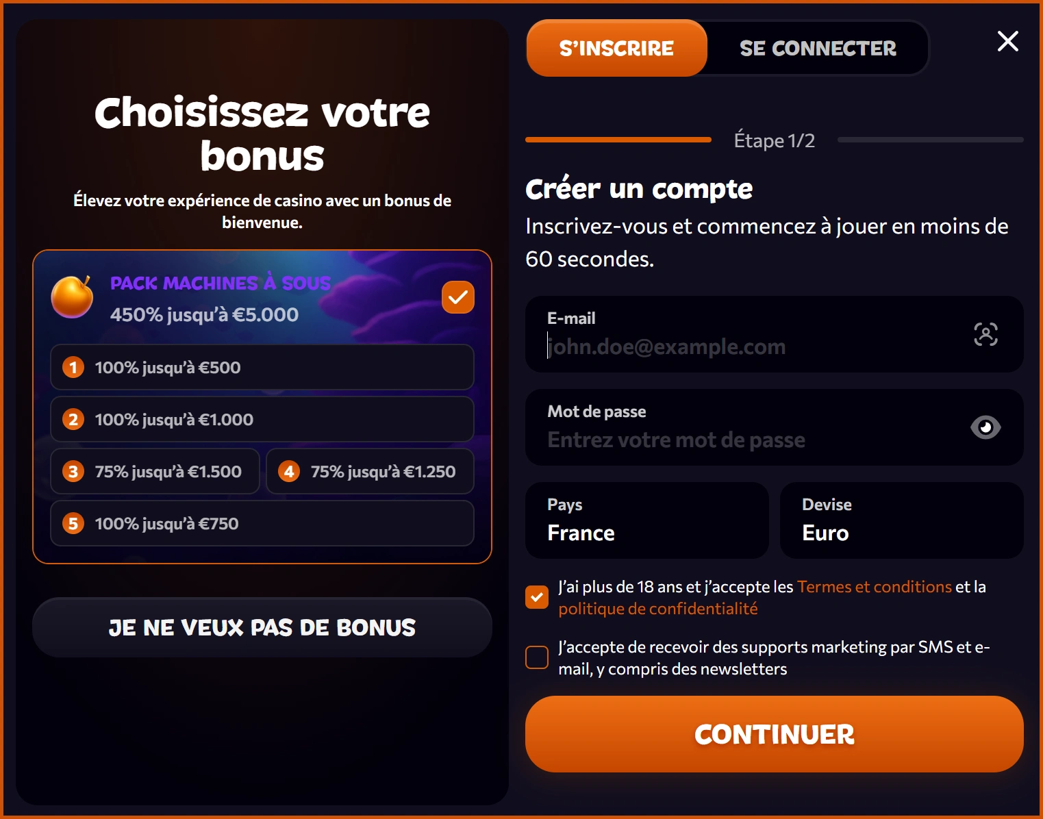 Connexion et Inscription chez Aphrodite Casino